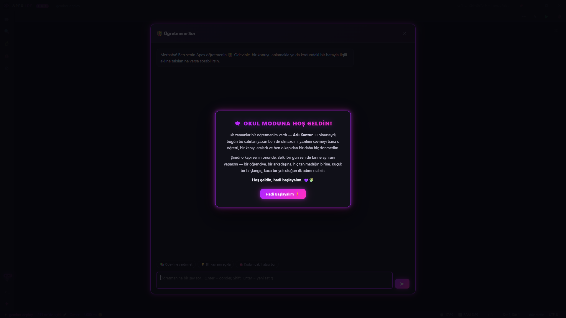 Apex IDE — Öğretmene Sor